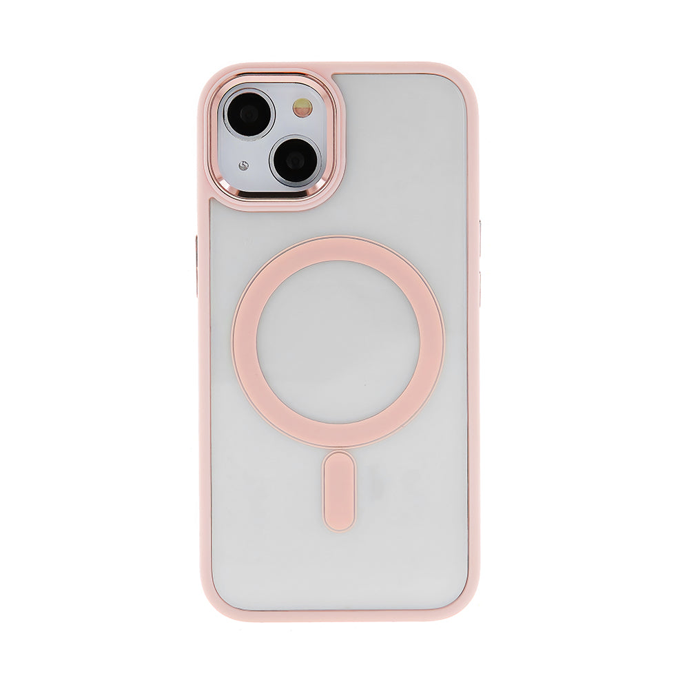 iPhone 15 Cover Satin Clear Mag – Transparent/Pink