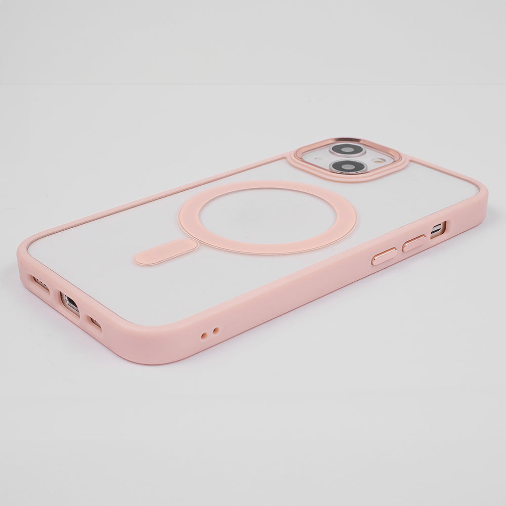 iPhone 15 Cover Satin Clear Mag – Transparent/Pink