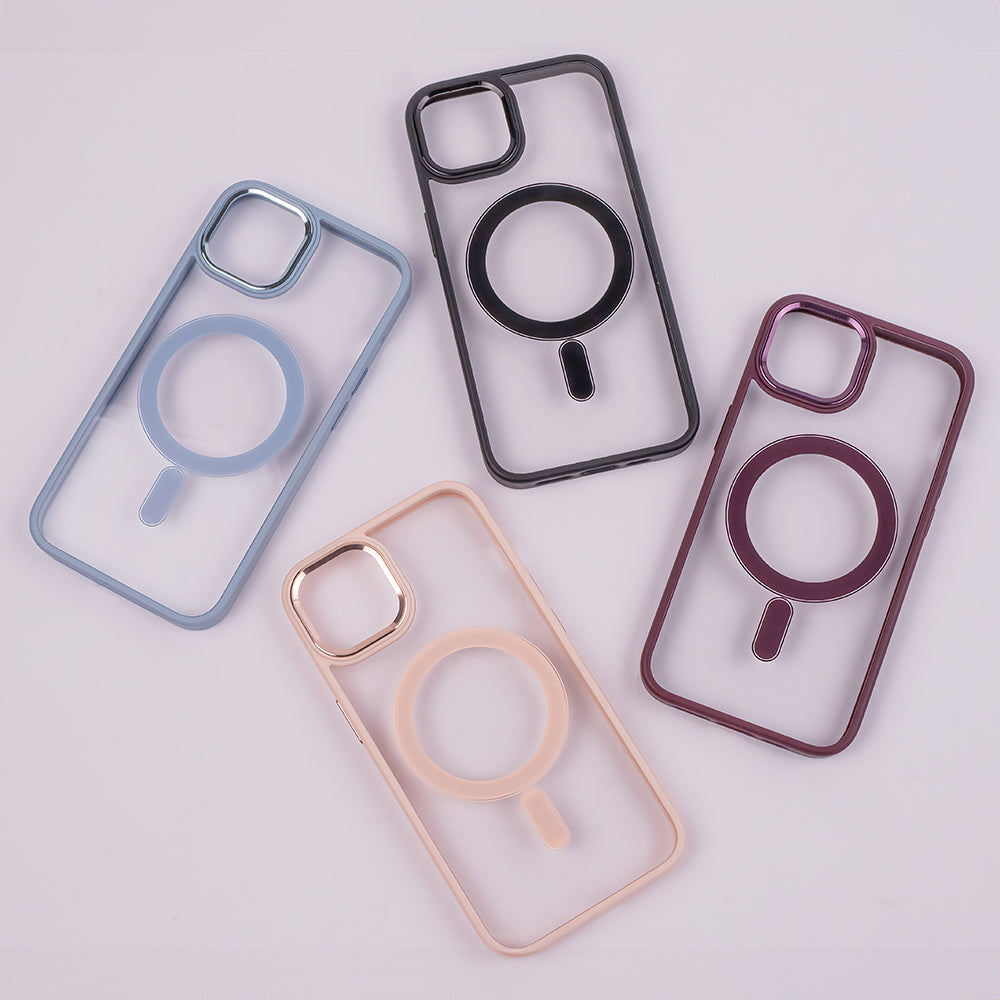 iPhone 15 Cover Satin Clear Mag – Transparent/Pink