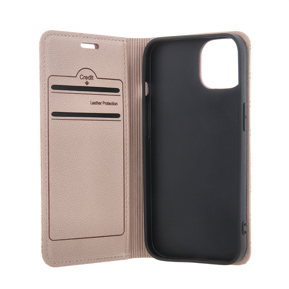 iPhone 17 Pro Læder Wallet Flip Cover Smart Caro – Beige