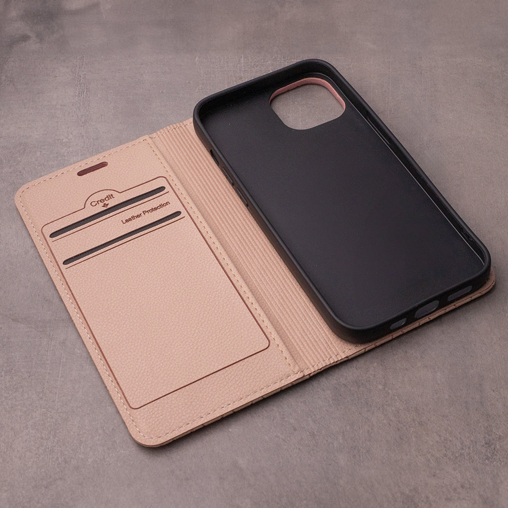 iPhone 17 Pro Læder Wallet Flip Cover Smart Caro – Beige