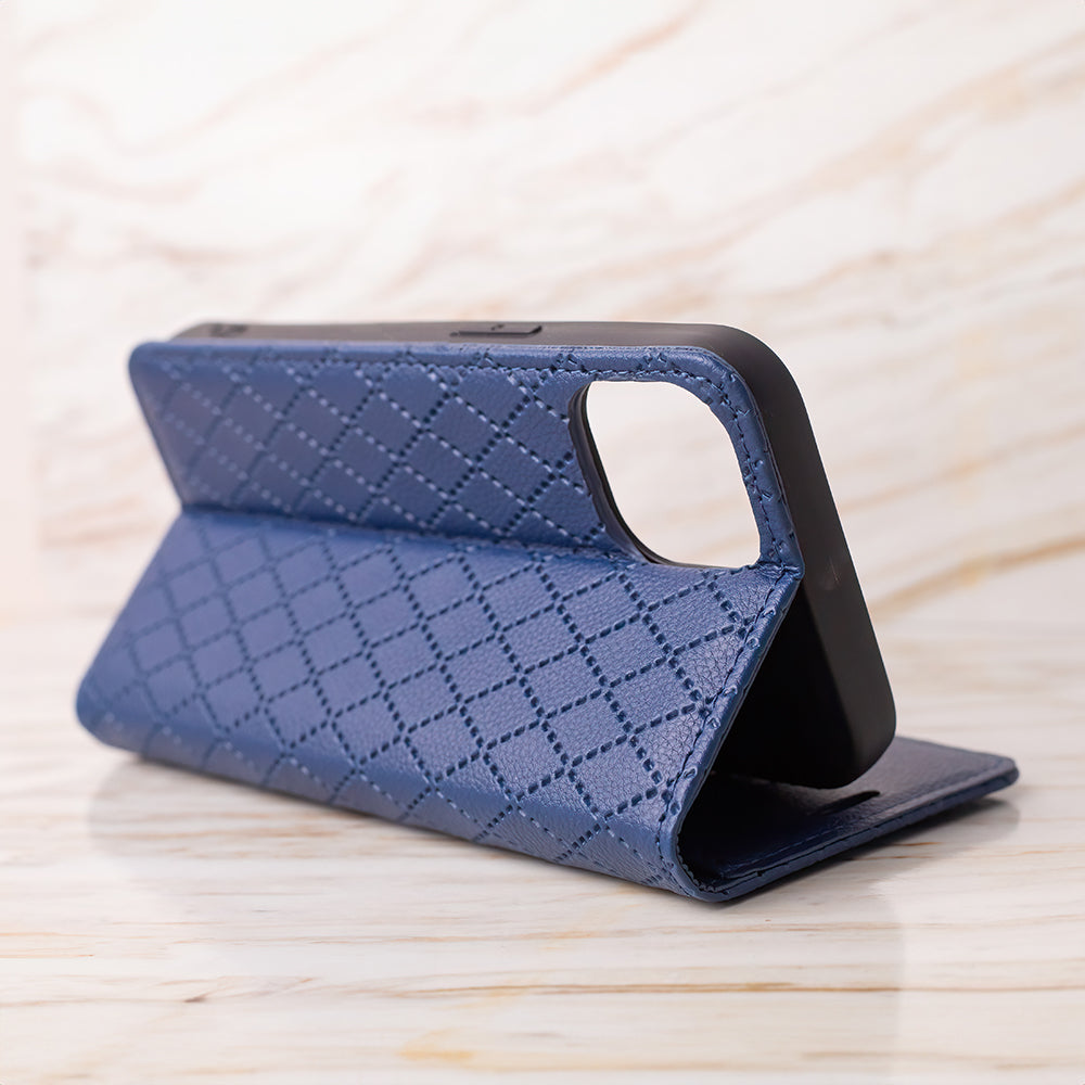 iPhone 17 Pro Læder Wallet Flip Cover Smart Caro – Mørk Blå/Blå