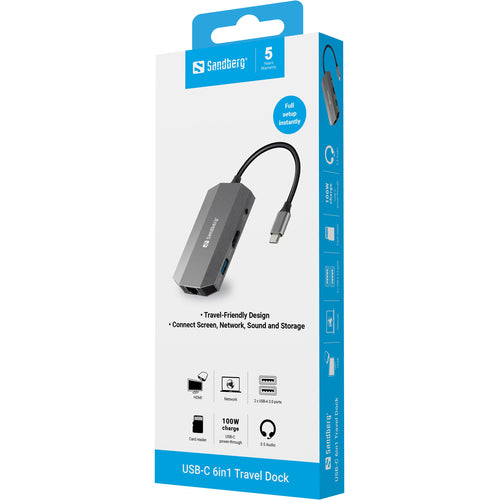USBC 6-in1 Travel Dock, Alu