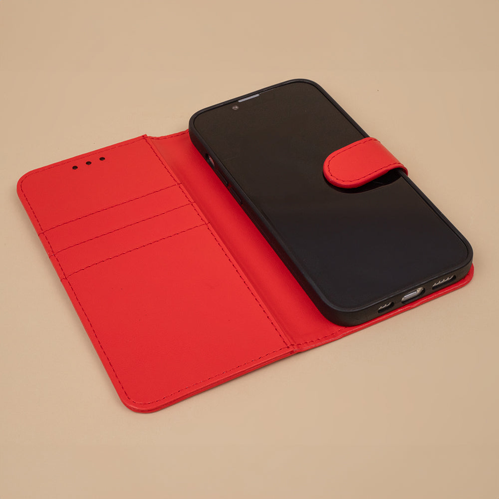 iPhone16e Flipcover Classis Rød