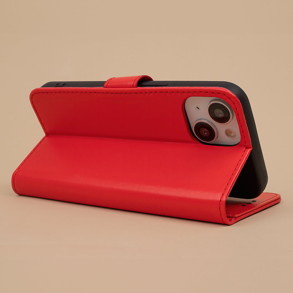 iPhone 16e / 17e Wallet Flip Cover Smart Classic – Rød