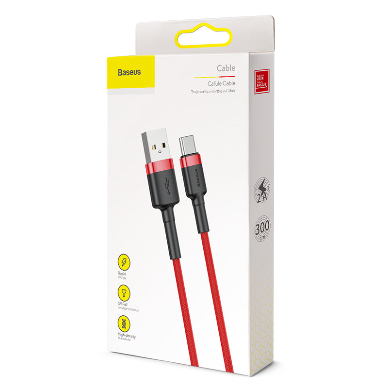 BASEUS USB Cable - Cafule CATKLF-U09 2A USB-C 3m red - EOL