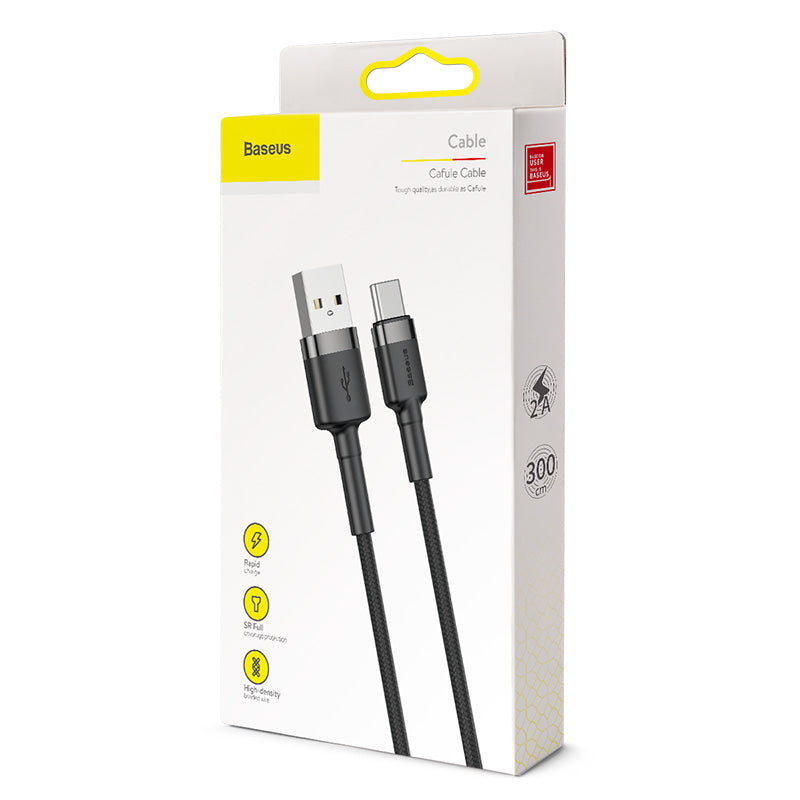 BASEUS USB Cable - USB Type-C 3M 2A Cafule CATKLF-UG1 black-grey
