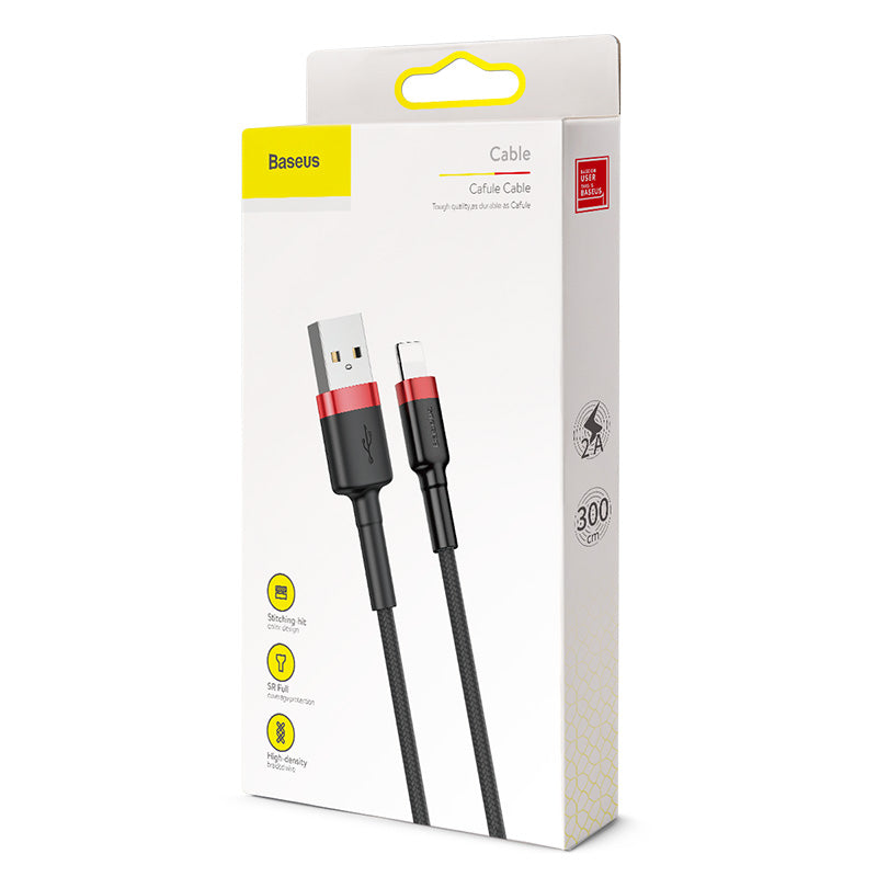 BASEUS Cable - CALKLF-R91 - USB - IPHONE LIGHTNING 2A 3M black-red