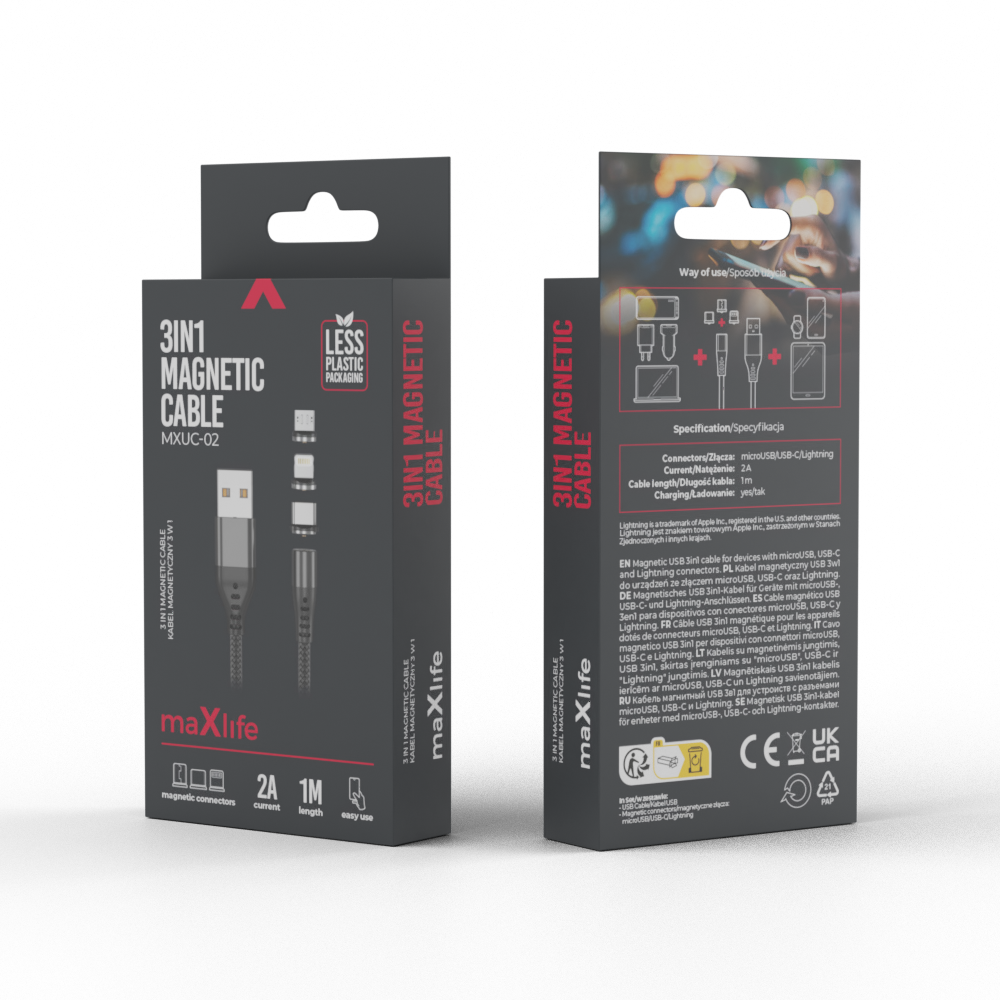MaXlife Kabel USBA/3i1 Magn. 1m
