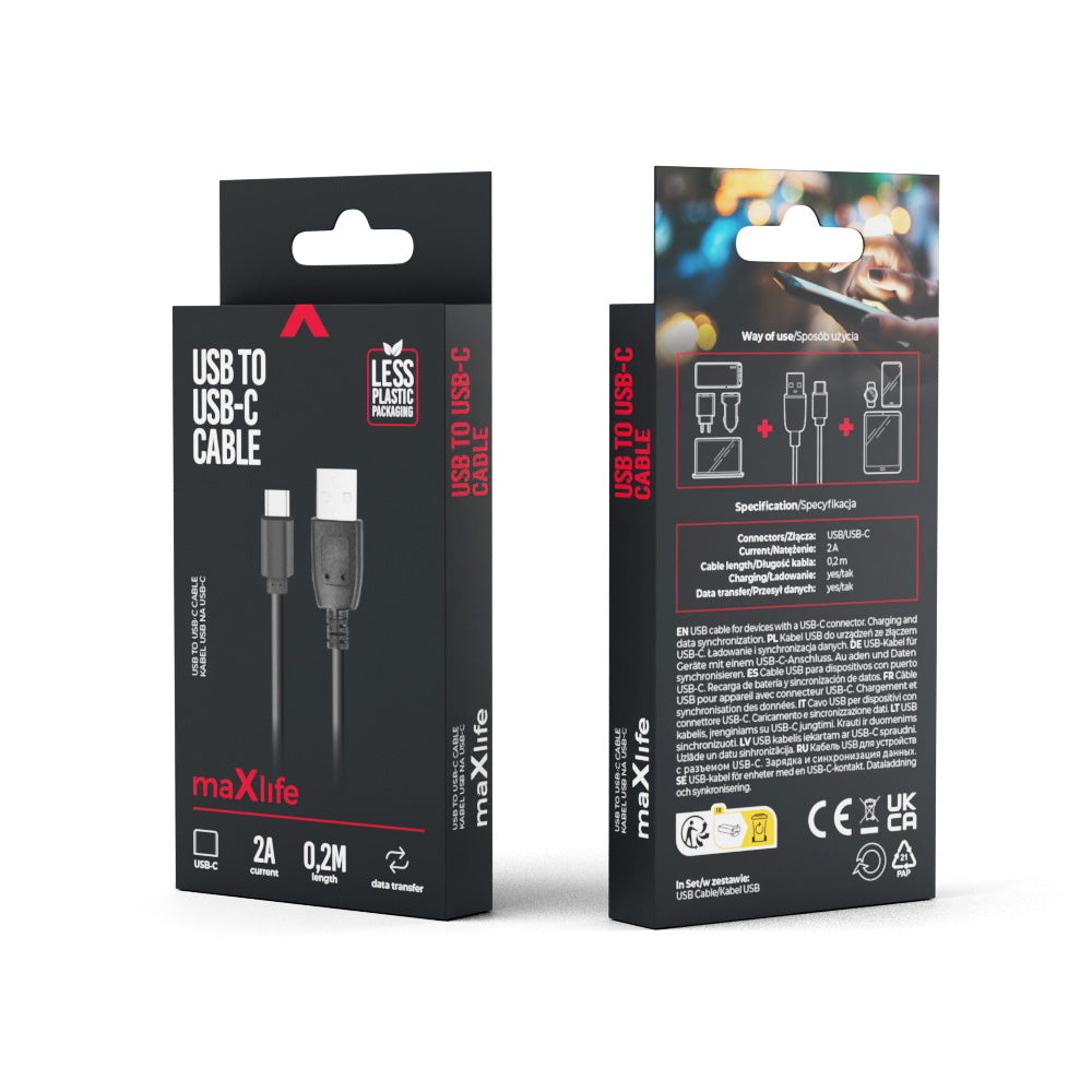 MaXlife 20cm Type-C lade og data kabel