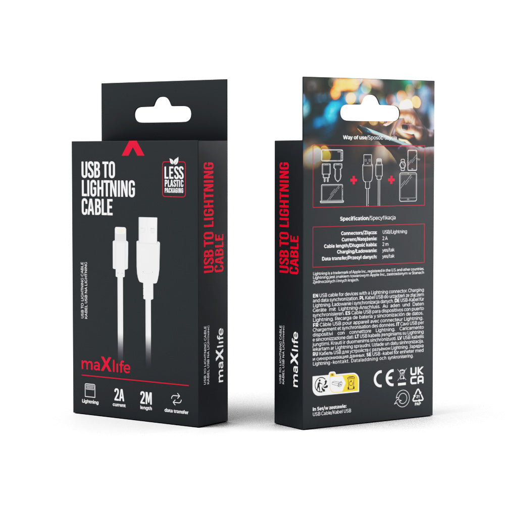 MaXlife USB - Lightning 2m Hvid