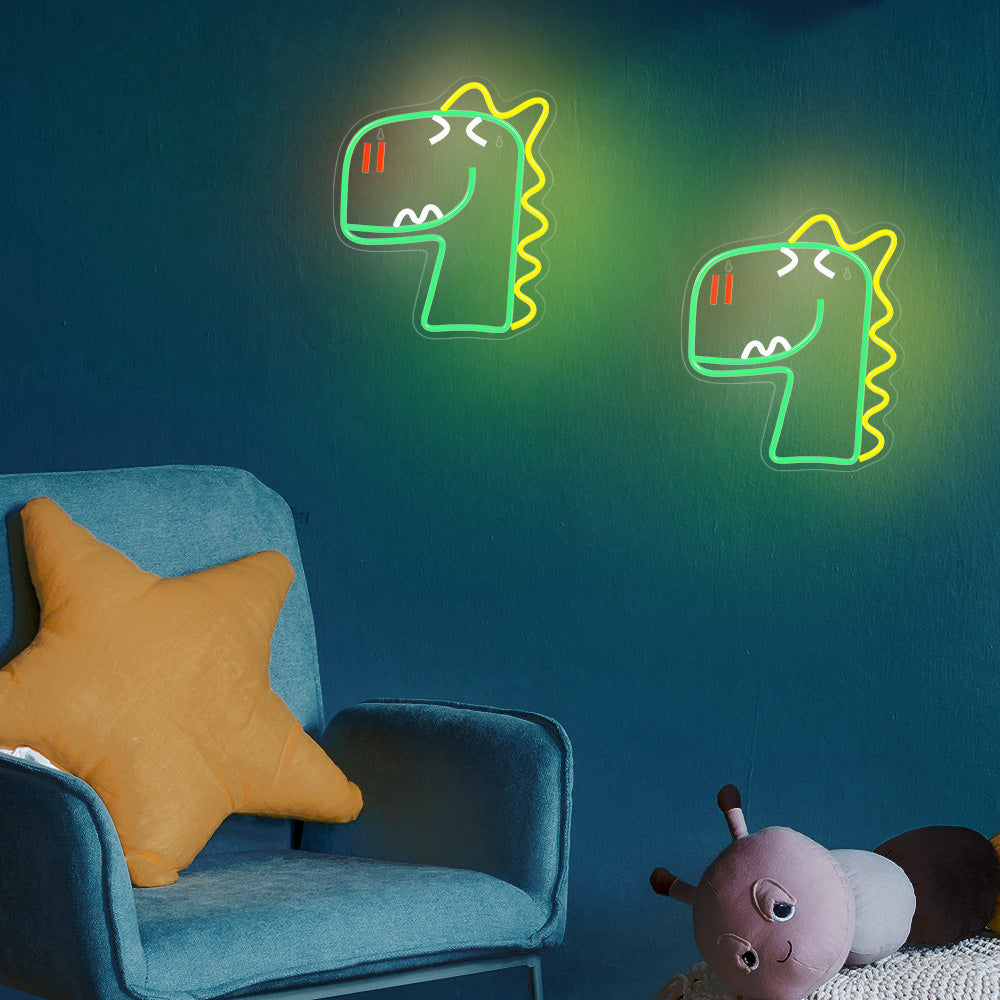 Neon Plexi LED Jurassic Dino Green