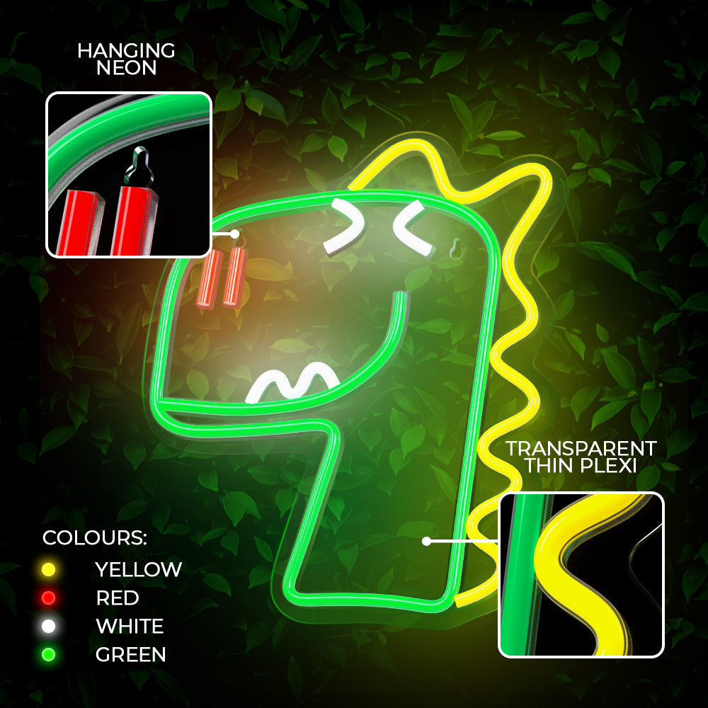Neon Plexi LED Jurassic Dino Green