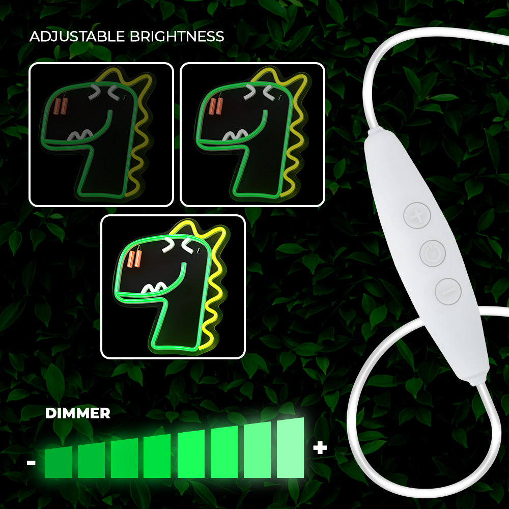 Neon Plexi LED Jurassic Dino Green