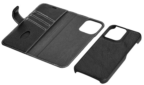iPhone 13 Pro Max Læder Wallet Flip Cover detachable – Sort