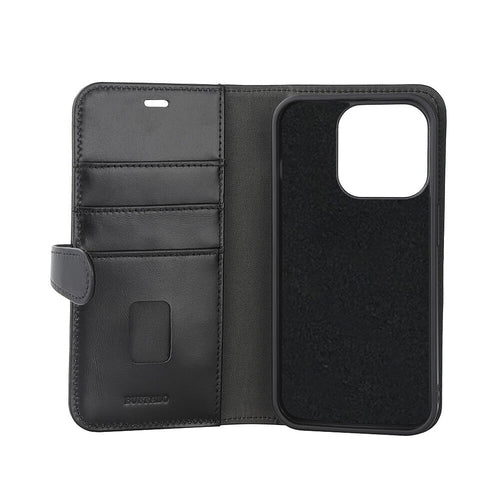 iPhone 15 Pro Max Læder Cover med kortholder 2in1 3 Magserie – Sort – Buffalo