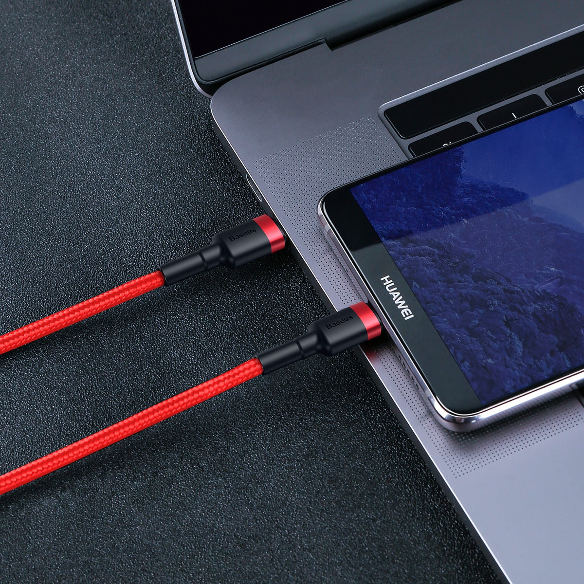 BASEUS USB Type C Cable - USB Type-C 2M 60W 3A Cafule CATKLF-H09 red