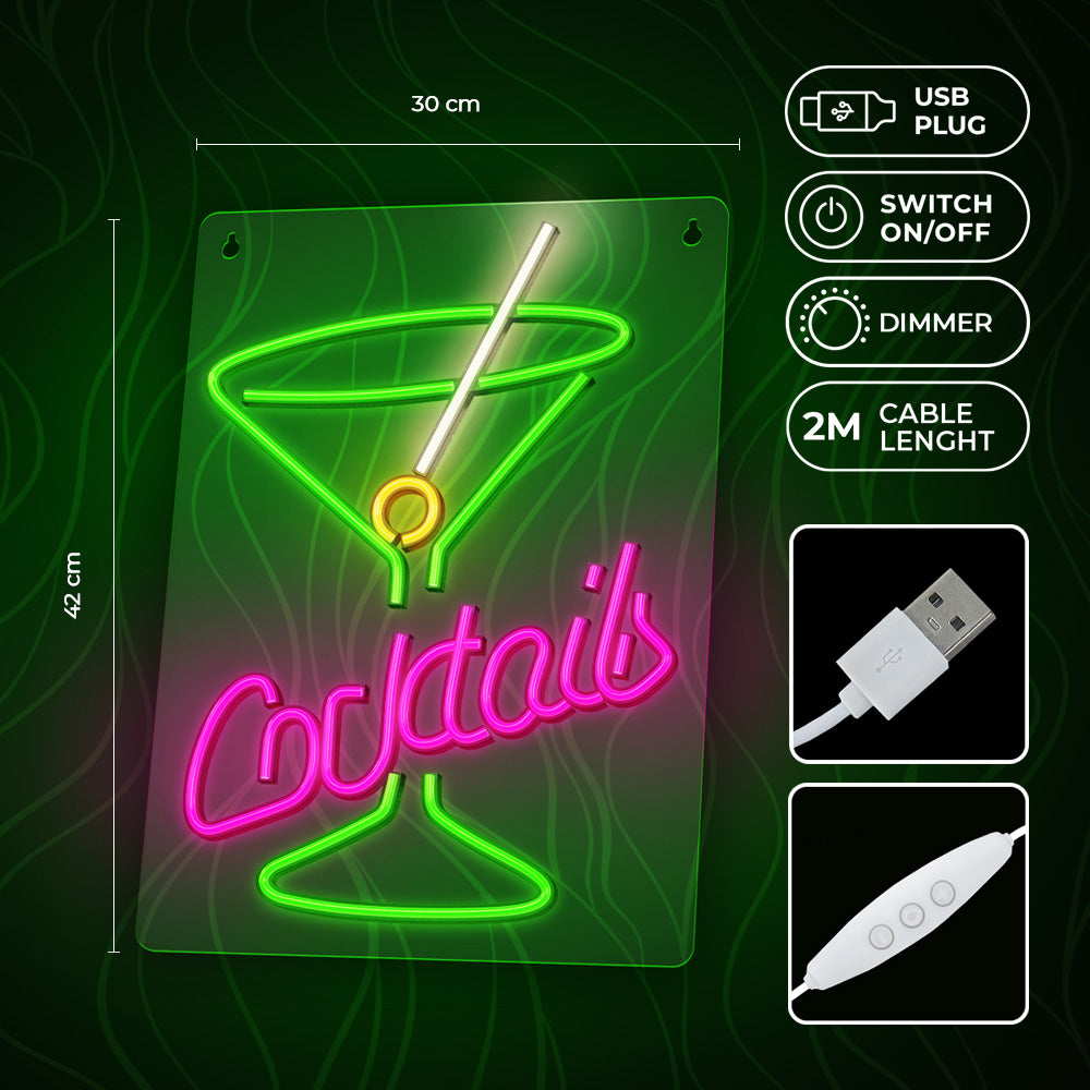 PLEXI LED Cocktail pink green