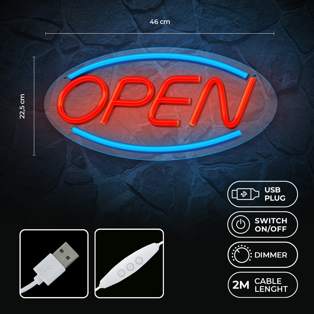 LED light - OPEN   Blue/Red