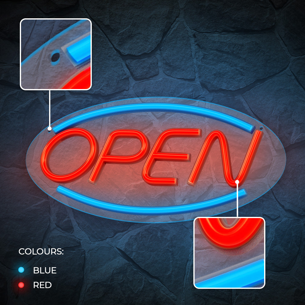 LED light - OPEN   Blue/Red