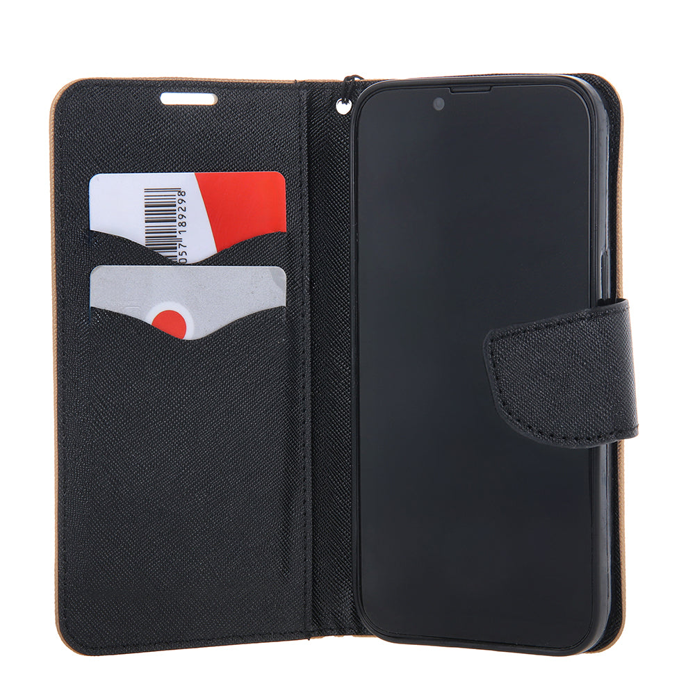 iPhone 16 Pro max flipcover Fancy Sort/Guld