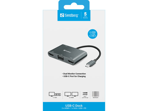USBC Dock 2xHDMI/VGA/USB/PD
