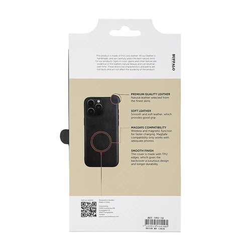 iPhone 15 Pro Max Læder Cover Magserie – Sort – Buffalo