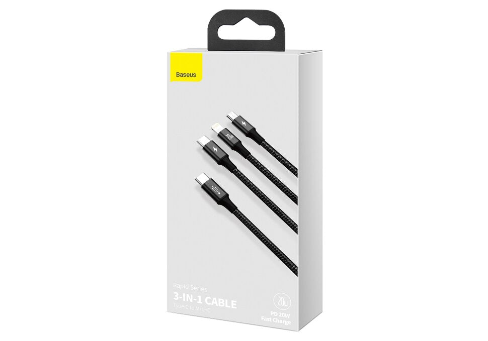 Baseus kabel USCB/3i1 1,5m Sort - billede 3