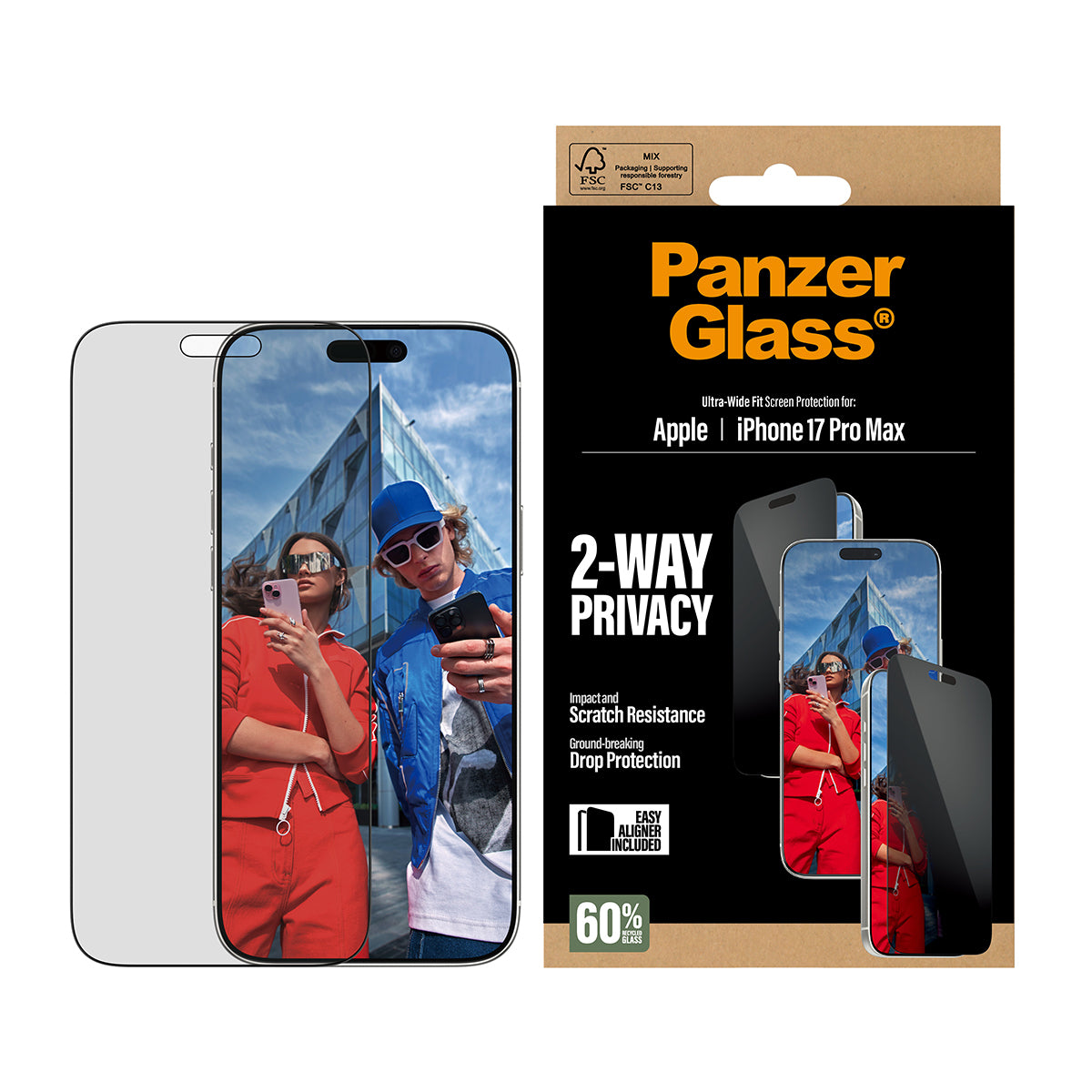 PG 2 Way Privacy Screen Protect iPhone 17 Pro Max UWF EasyAlig