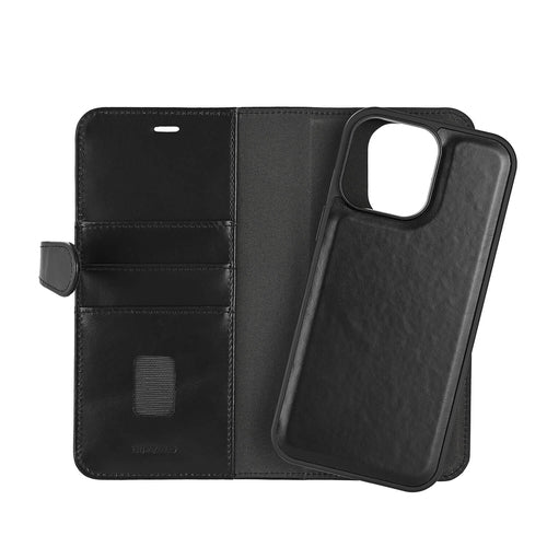 iPhone 16 Pro Max Læder Wallet Flip Cover 2 i 1 – Sort – Buffalo