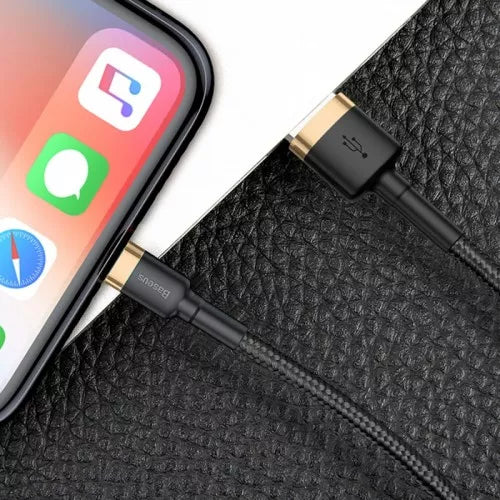 BASEUS USB Cable - Cafule CALKLF-CV1 IPHONE lightning 2M 1.5A black-gold - billede 4