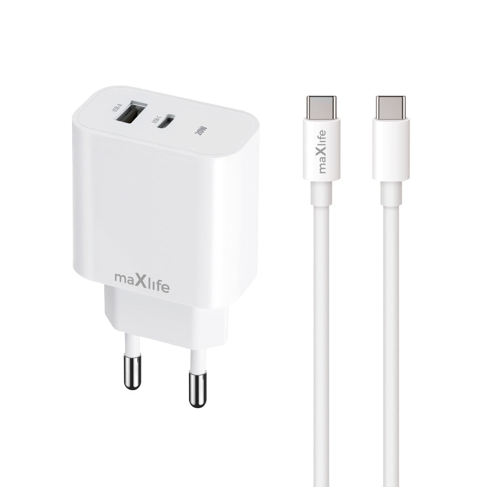 MaXlife 20W Fast Charger USB-C + USB-A