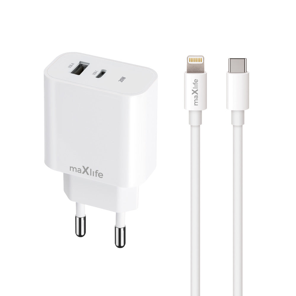 20W PD Fastcharger hvid m. kabel lightning/type c  MXTC-06