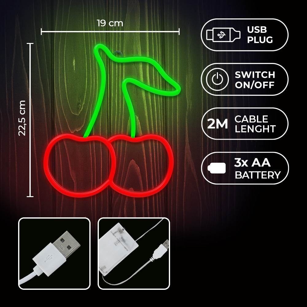 Neon Led Light Cherry Green Red