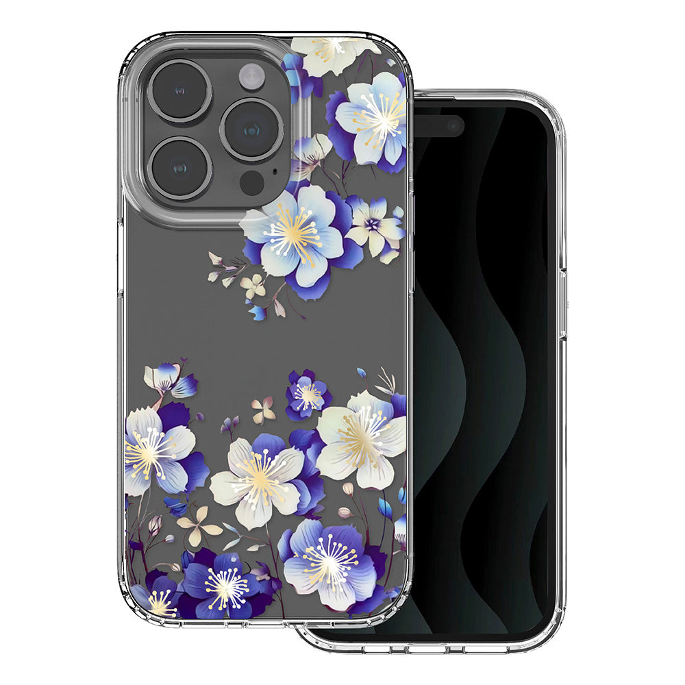 iPhone 14 Pro TPU Cover IMD cover Private label for mapping Print Floral Blå blomst – multicoloured