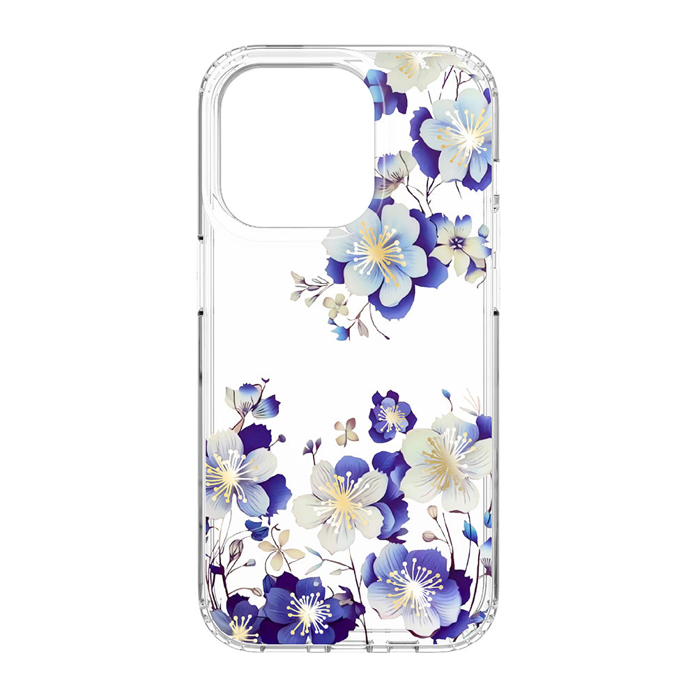 iPhone 14 Pro TPU Cover IMD cover Private label for mapping Print Floral Blå blomst – multicoloured