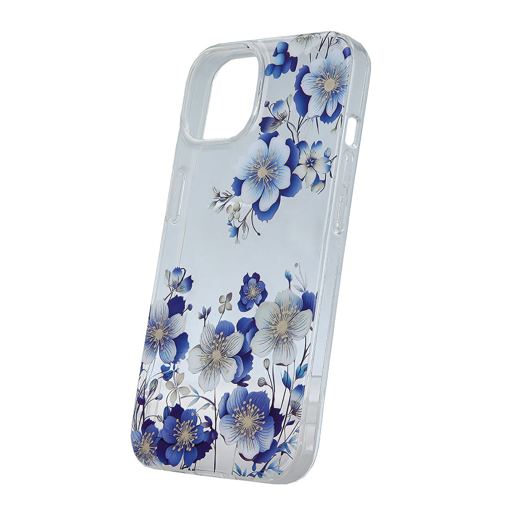 iPhone 16 TPU Cover IMD cover Private label for mapping Print Blå Blomster iflg lev – multicoloured