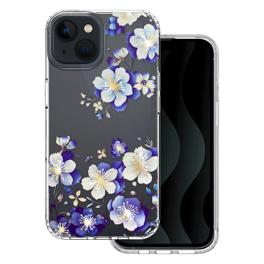iPhone 16 TPU Cover IMD cover Private label for mapping Print Blå Blomster iflg lev – multicoloured