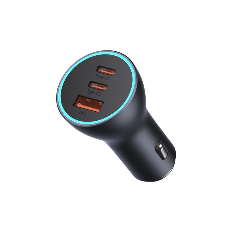 Baseus Lader til cigarstik 65w 3.port sort