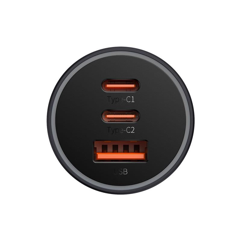 Baseus Lader til cigarstik 65w 3.port sort
