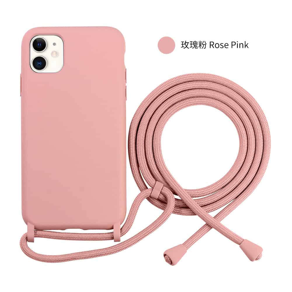 iPhone 13 mini Silicone Cover Med Snor – Pink