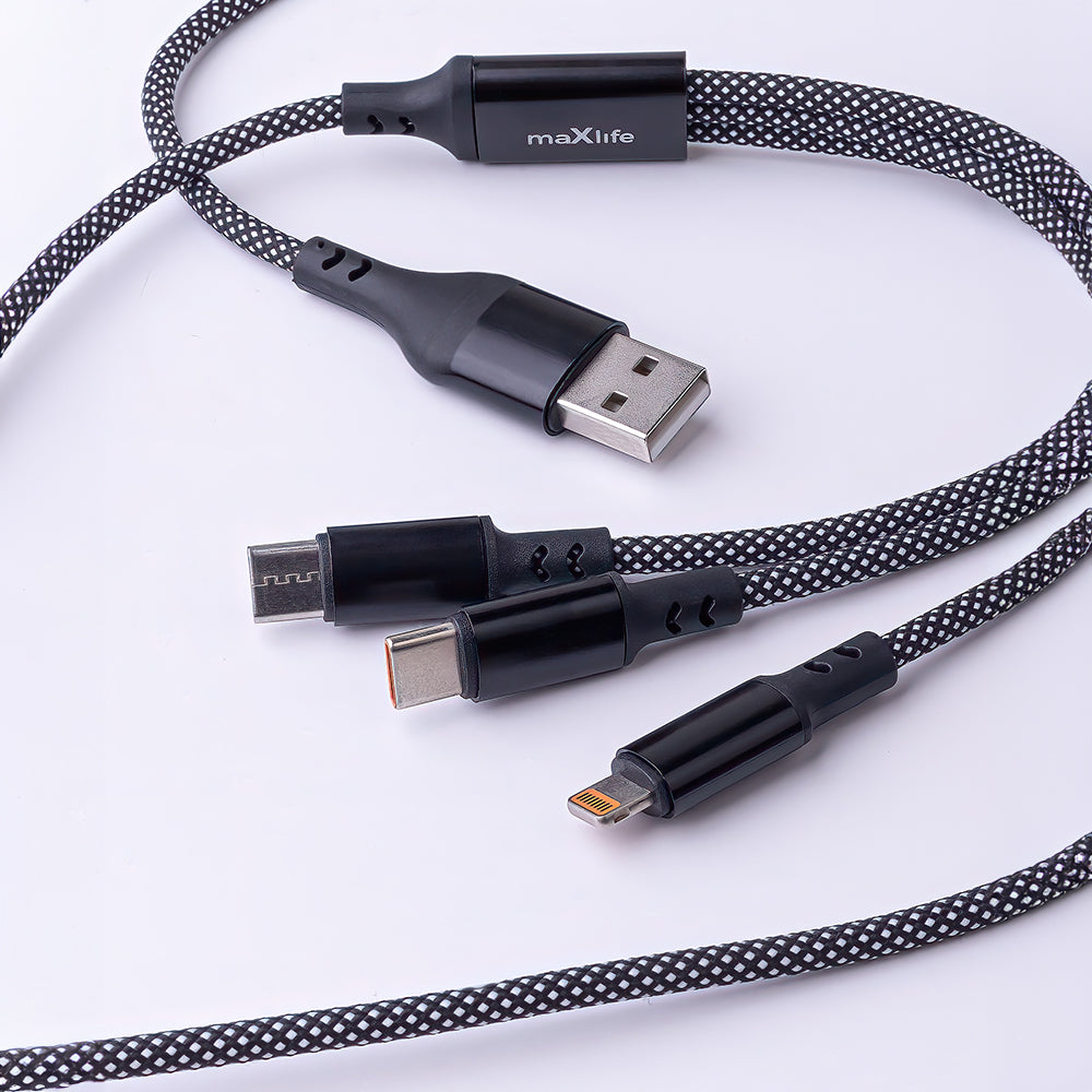 MaXlife Kabel USBA/ 3i1 . 1m 66W Sort
