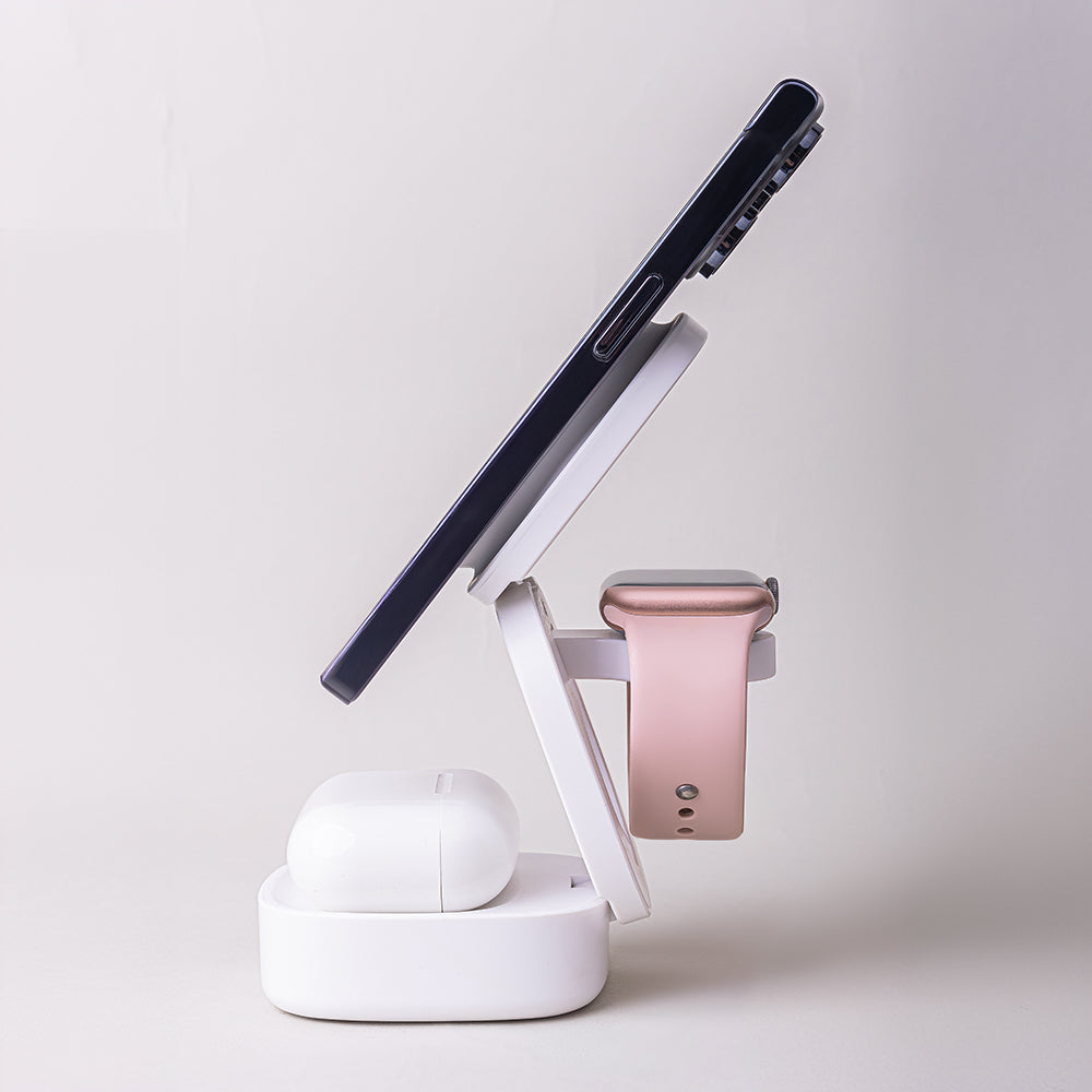 MaXlife Trådløse Oplader 3IEn Magnetisk  Hvid   MXWC-06