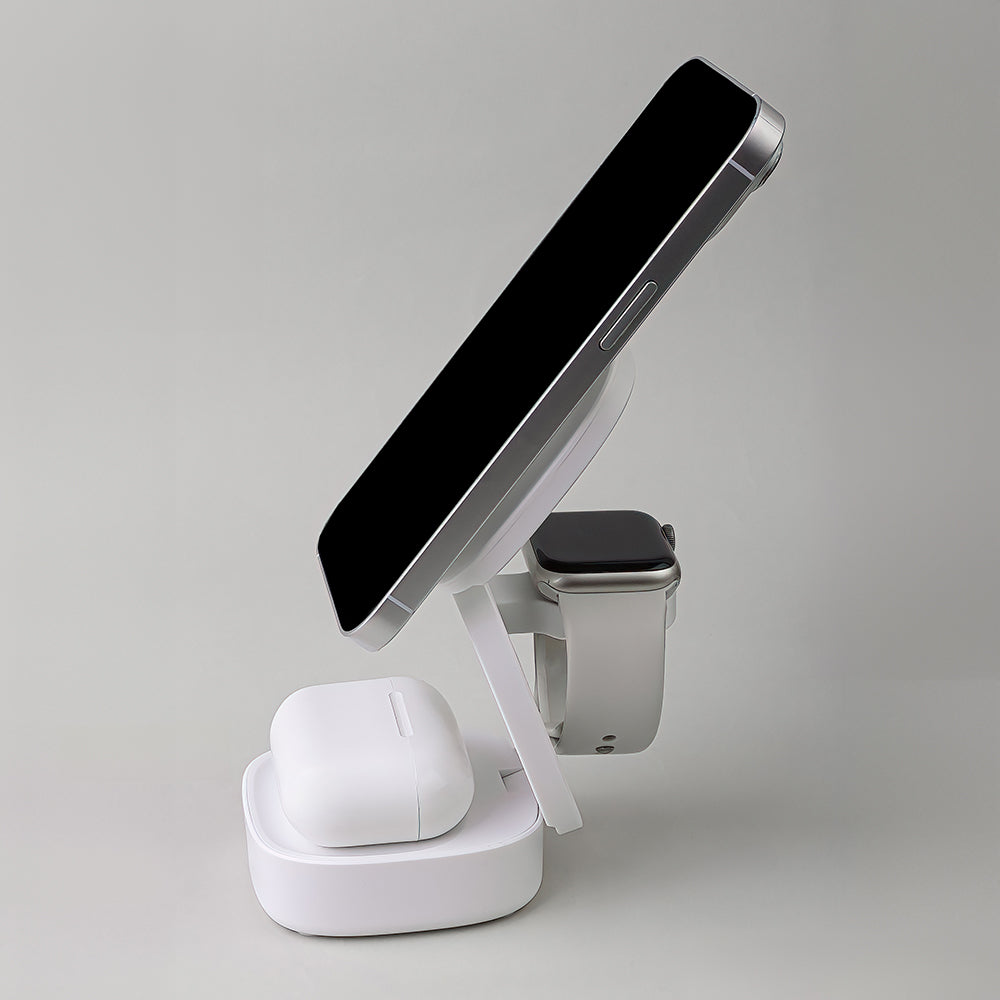 MaXlife Trådløse Oplader 3IEn Magnetisk  Hvid   MXWC-06