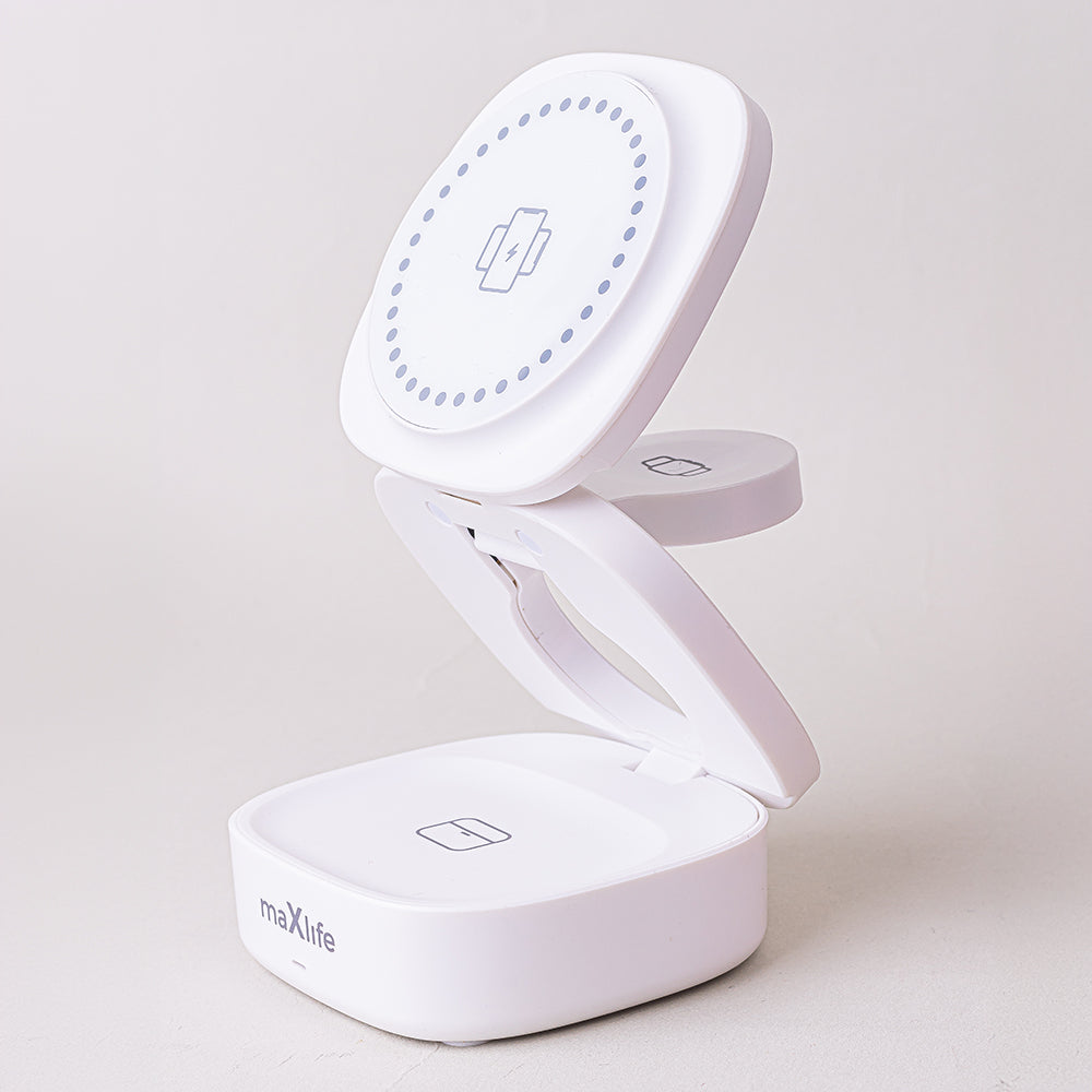 MaXlife Trådløse Oplader 3IEn Magnetisk  Hvid   MXWC-06