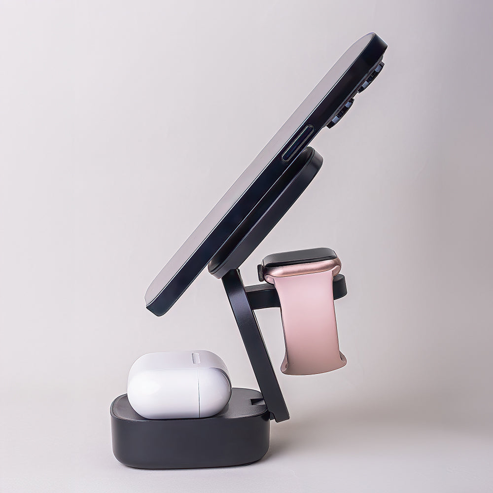 MaXlife Trådløse Oplader 3IEn Magnetisk  sort   MXWC-06