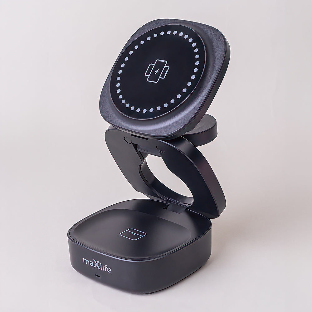 MaXlife Trådløse Oplader 3IEn Magnetisk  sort   MXWC-06