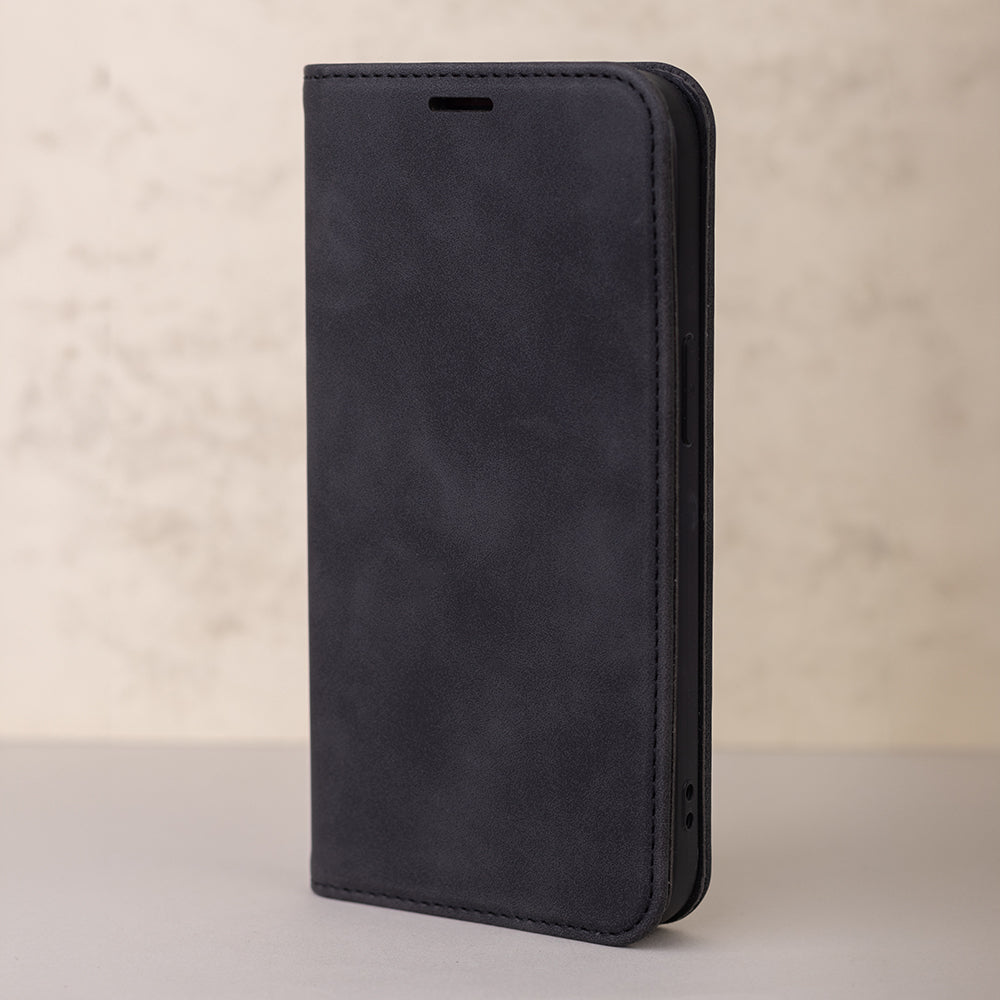 iPhone 13 Læder Wallet Flip Cover Smart Suede velvet – Sort