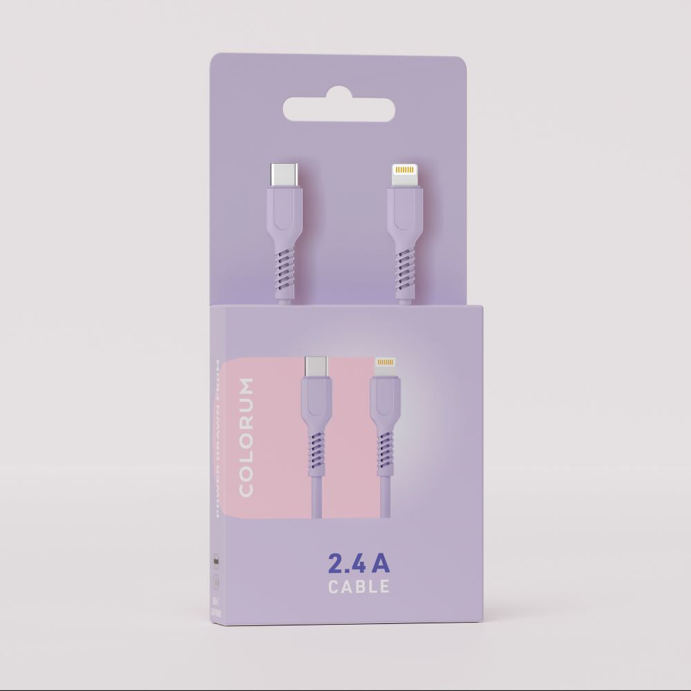 COLORUM Kabel  USB-C / Lightning    1,8Mtr. 2,4A  Lavendel
