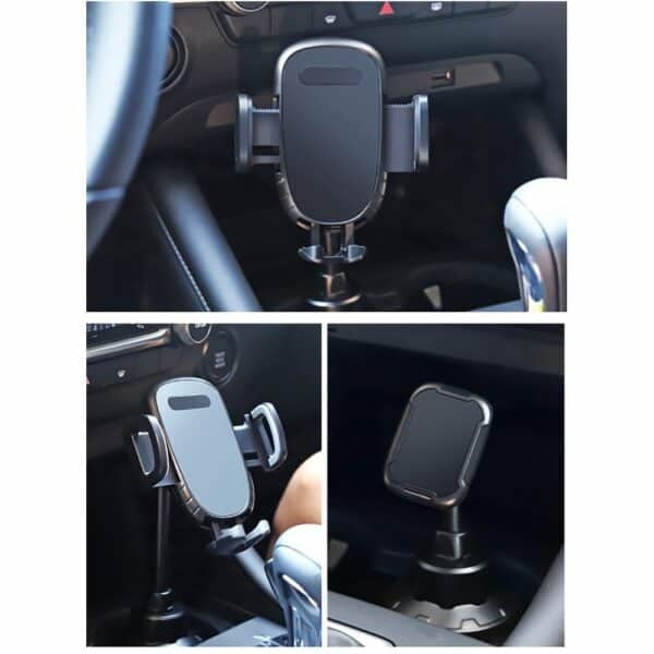 Universal Adjustable Cup Holder Clamp Cradle Car Mount for iPhone Samsung - Black